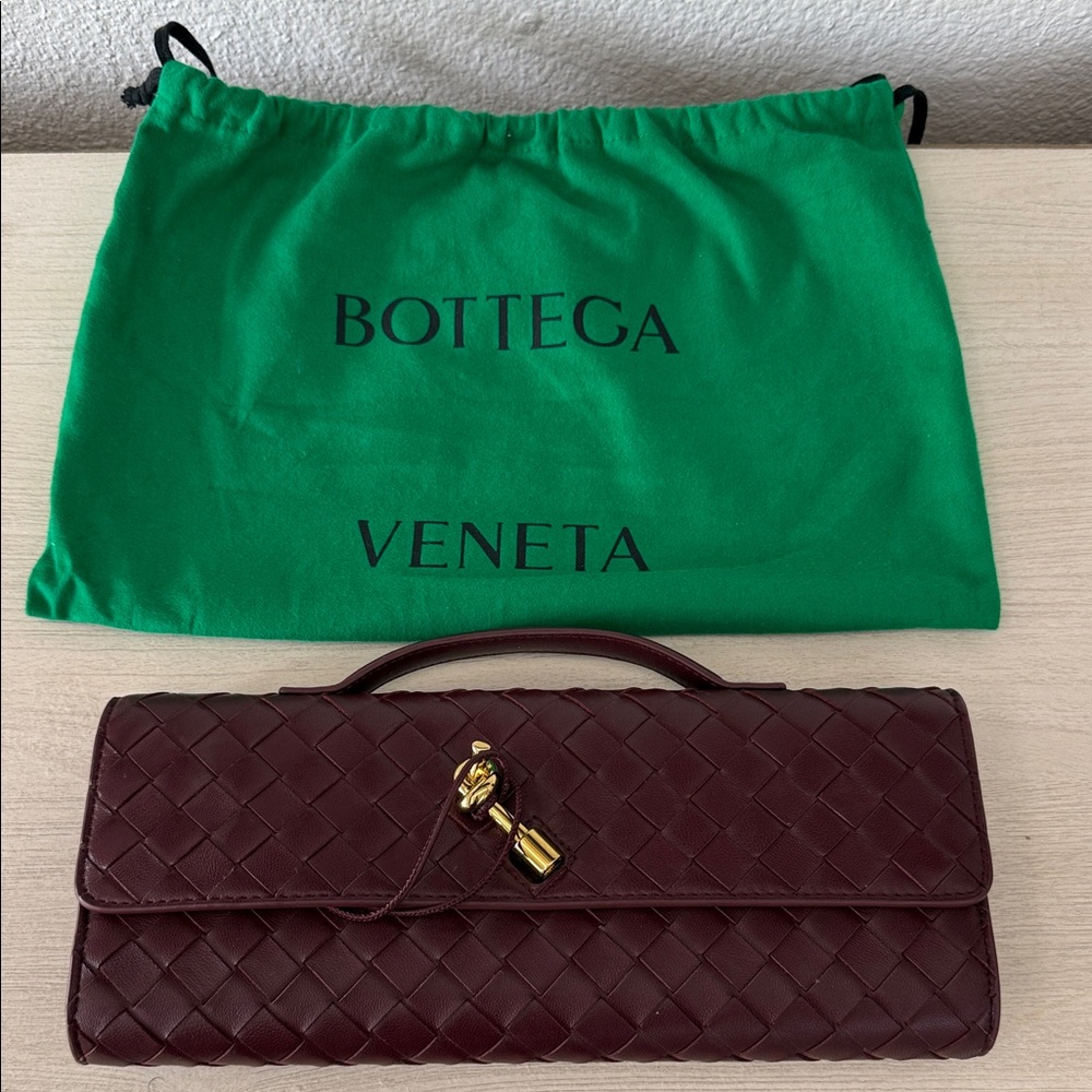 Bottega Veneta Andiamo Barolo (Burgundy) Leather Clutch
